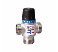 MotiveTech Vanne de Contrôle de Température Vanne Mélangeuse Thermostatique Robinet Mélangeur Dispositif Antibrûlure Module de Régulation en Laiton Nickelé avec, DN25 35-60℃
