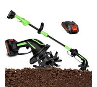 Motobineuse de Jardin Electrique sans Fil électrique sans fil 2 en 1, cultivateur, 235 tr/min, portatif avec tige d'extension, avec Batteries 1500mAh et Manche de 1,3m Bineuse(Battery*1)