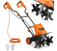 Motobineuse Électrique - Motoculteur - Outsunny - Pliable 1500W 6 Lames 65Mn Largeur 40cm Profondeur 20cm Étanche IPX4 - Orange