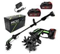 Motobineuse Electrique sans Fil, 21V Bineuse Electrique, 235 RPM Petite Motoculteur a Batterie, Largeur/Profondeur de Travail 10/10 cm, Motobineuse Electrique pour Jardin, Yard, 2 Batterie