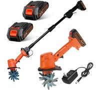 Motobineuse Électrique sans Fil 21V,Portable Motoculteur,235 RPM,Manche Amovible,Largeur/Profondeur de Travail 10/10 cm,avec Batterie et Charge,pour Le Jardin,Le Champ de légumes,la Serre,Le verger(2
