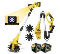 Motobineuse électrique sans fil - MELLWIN - MellWin Motoculteur 21V - Largeur 22 cm - Profondeur 16 cm - 2x4500mAh