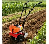 Motobineuse thermique 52cc, Moteur 2 Temps, Réservoir 1,2L, 4 Lames, Démarrage à Corde, pour Labour et Désherbage Pelouse Potager