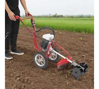 Motoculteur à essence 63 CC 4 CV 4 temps Motobineuse à essence avec roues, profondeur de culture 10 cm, démarreur à câble 240 tr/min, motobineuse cultivateur, motobineuse pour travail du sol