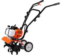 Motoculteur à essence, motoculteur de jardin 43 cm3 à 2 temps, motoculteur avec 4 dents avant réglables en acier pour le travail du sol des pelouses, jardins et champs
