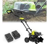 Motoculteur électrique avec 2 batteries, cultivateur sans fil 40 V pour la préparation du sol, aérateur de pelouse et broyeur de jardin, 390 tr/min, petite charrue