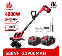 Motoculteur électrique ONEVAN 4000W, tondeuse à gazon, rotoculteur pour la culture du sol, scarificateur, outil de jardinage compatible avec les batteries Makita 18V. Without Battery