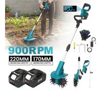 Motoculteur Sans Fil 2000W Rotavator Aérateur de sol Moteur Brushless 17cm Profondeur 22cm Largeur 900rpm 2 Batteries