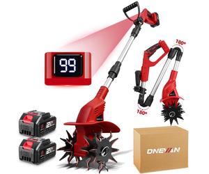 Motoculteur sans fil 21 V Motoculteur électrique avec 2 batteries et 2 lames de cultivateur, largeur de fraisage 20 cm et profondeur de fraisage 15 cm, 800 tr/min, pour le travail du sol