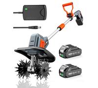Motoculteur sans Fil 4000 mAh, Fraise De Jardin Électrique 360 RPM, Motobineuse Électrique avec 48 Dents en Acier, Largeur 25 cm & Profondeur 18 cm, Idéale pour Ameublir, Travailler Et Composter