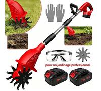 Motoculteur sans fil 500W - 360 RPM, largeur 25cm, profondeur 15cm - Batterie 2600mAh, autonomie 45 min -Pour jardin, potager, serre