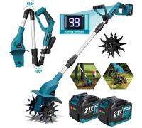 Motoculteur sans fil Largeur de travail 20 cm, profondeur de travail 15 cm Motoculteur avec 2 batteries 4,5 Ah et 2 lames pour pelouse/jardin