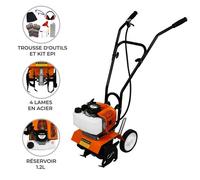 Motoculteur Thermique Motobinette Moteur Essence à 2 Temps de 52cc Puissance 3CV 1,65kW 9000 tours /min - Réservoir 1.2L - [Trousse Outils & Kit EPI GRATUITS] Cresuser Déshernage Jardinage Sol Terre