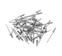 Motoforti Rivets À Tête De Dôme À Grande Bride 50 Pièces Acier Inox | Ton Argent, Diamètre 3,2 Mm, Longueur 8 Mm, Bride 6,05 Mm, Pour Caravanes, Acier Au Carbone, Anti-Rouille, Anti-Oxydation