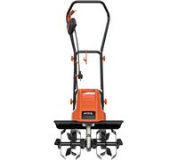 Motofraise électrique de 1500W, largeur de travail de 45 cm, profondeur de travail de 22 cm, motofraise légère pour le jardin avec 6 lames en acier robustes, manche pliable, double bouton de sécurité,