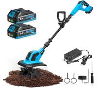 Motofraise électrique sans fil pour jardin - Motofraise de 600W avec une largeur de travail de 23 cm, une profondeur de travail de 17 cm, un écran LED, 2 batteries de 2,0 Ah, et 4 fraises de 12 dents