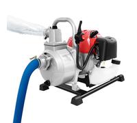 Motopompe Essence 2 Temps 43cc, Pompe à Eau Thermique Portable Auto-Amorçante, Hauteur Refoulement 30m Débit 10m³/h, Refroidi par Air Irrigation Jardin Ferme, Tuyau Aspiration 2m Inclus, 36x28x32cm