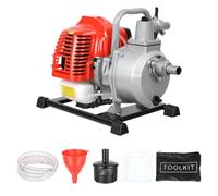 Motopompe Thermique Essence 42,5 cm³, Pompe à Eau 2 Temps 1,25 kW | Débit Max 135 L/min, Hauteur Refoulement 30 m, Pompe Transfert Port. Jardin & Agricole Rouge