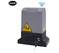 Motorisation pour portail coulissant - Automatique électrique - 550 W - 1 400 tr/min - 2 télécommandes métalliques - 2 clés de déverrouillage - 27,5 × 15,5 × 32 cm - Gris