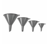 Motswedi Entonnoirs pour Remplir Bouteilles, Set de 4, Plastique Entonnoir Cuisine, Différentes Tailles, Transfert de Liquides et Poudres, Conserver, Cuisiner, Laboratoire et Huile de Voiture, Gris