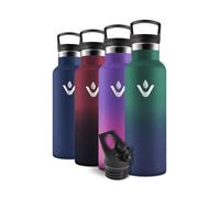 Motswedi Gourde, 500 ml Sans BPA, Gourde Isotherme, 18/8 Acier Inoxydable, Bouteille d'eau, Avec Paille&2 Couvercles, Bouteille Isotherme pour École, Cour de Récréation - Vert foncé & Bleu marine