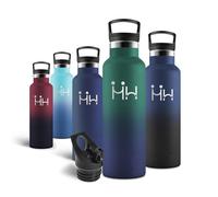 Motswedi Gourde, 500 ml Sans BPA, Gourde Isotherme, Avec Paille&2 Couvercles, Bouteille d'eau, 18/8 Acier Inoxydable, Bouteille Isotherme pour École, Parc d'attractions - Vert foncé & Bleu marine