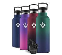 Motswedi Gourde, 750 ml Sans BPA, Gourde Isotherme, 18/8 Acier Inoxydable, Bouteille d'eau, Avec Paille&2 Couvercles, Bouteille Isotherme pour Cour de Récréation, Yoga - Vert foncé & Bleu marine