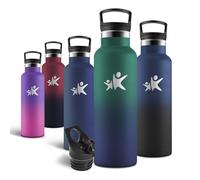 Motswedi Gourde, 750 ml Sans BPA, Gourde Isotherme, Avec Paille&2 Couvercles, Bouteille d'eau, 18/8 Acier Inoxydable, Bouteille Isotherme pour Randonnée, Camping - Vert profond & Bleu marine