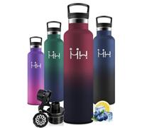 Motswedi Gourde Isotherme 1 Litro, 1 Bouchon de Rechange, Bouteille Isotherme, Acier Inoxydable, Anti Fuite, Gourde Inox, 24h Froid & 12h Chaud, pour Sport, Gym, Voyage, Randonnée, Rouge & Noir