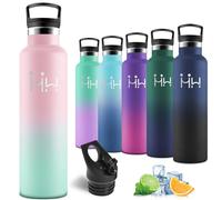 Motswedi Gourde Isotherme 1l, avec Paille, Bouteille Isotherme, Réutilisable, Gourde INOX 1l, Thermos, Acier Inoxydable, Bouteille d'eau pour Sport, Voyage, Randonnée, Outdoor, Rose/Vert