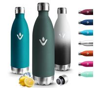 Motswedi Gourde Isotherme 1l, Poignée de Transport, Bouteille Isotherme, Gourde Inox, Acier Inoxydable, Bouteille d'eau pour Voyage, Randonnée, Camping, Vert Militaire