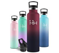Motswedi Gourde Isotherme 1l, Thermos Isotherme, Acier Inoxydable, Gourde Inox, pour L'eau Froide et Chaude, Bouteille d'eau 1l, Pour Camping, Voyage, Randonnée, Sports, Noir & Rouge