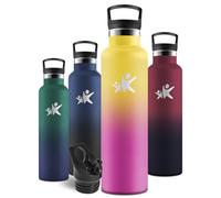 Motswedi Gourde Isotherme 1l, Thermos Isotherme, Acier Inoxydable, Gourde Inox, pour L'eau Froide et Chaude, Bouteille d'eau 1l, Pour Camping, Voyage, Randonnée, Sports, Jaune & Rouge rosé