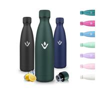 Motswedi Gourde Isotherme 500 ml, Poignée de Transport, Bouteille Isotherme, Gourde Inox, Acier Inoxydable, Bouteille d'eau pour Voyage, Randonnée, Camping, Vert Militaire