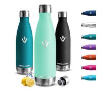 Motswedi Gourde Isotherme 750 ml, Poignée de Transport, Bouteille Isotherme, Gourde Inox, Acier Inoxydable, Bouteille d'eau pour Voyage, Randonnée, Camping, Bleu Vert - 331