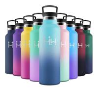 Motswedi Gourde Isotherme, 750 ml Sans BPA, Gourde, Avec 6 pailles et 2 couvercles, Bouteille d'eau, 18/8 Acier Inoxydable, Bouteille Isotherme pour Randonnée, Camping - Bleu ciel & Bleu foncé