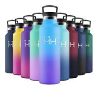 Motswedi Gourde Isotherme, 750 ml Sans BPA, Gourde, Avec 6 pailles et 2 couvercles, Bouteille d'eau, 18/8 Acier Inoxydable, Bouteille Isotherme pour Randonnée, Camping - Bleu ciel & Violet