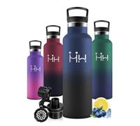 Motswedi Gourde Isotherme 750ml, 1 Bouchon de Rechange, Bouteille Isotherme, Acier Inoxydable, Anti Fuite, Gourde Inox, 24h Froid & 12h Chaud, pour Sport, Gym, Voyage, Randonnée, Bleu Foncé & Noir