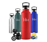 Motswedi Gourde Isotherme 750ml, 1 Bouchon de Rechange, Bouteille Isotherme, Acier Inoxydable, Anti Fuite, Gourde Inox, 24h Froid & 12h Chaud, pour Sport, Gym, Voyage, Randonnée, Rouge