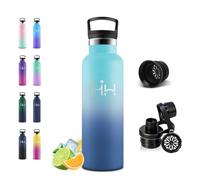Motswedi Gourde Isotherme 750ml, 1 Bouchon de Rechange, Bouteille Isotherme, Acier Inoxydable, Anti Fuite, Gourde Inox, 24h Froid & 12h Chaud, pour Sport, Gym, Randonnée, Bleu Ciel & Bleu Foncé