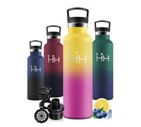 Motswedi Gourde Isotherme 750ml, 1 Bouchon de Rechange, Bouteille Isotherme, Acier Inoxydable, Anti Fuite, Gourde Inox, 24h Froid & 12h Chaud, pour Sport, Gym, Voyage, Randonnée, Jaune & Rose