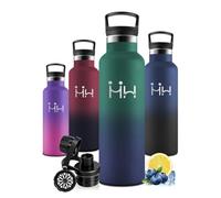 Motswedi Gourde Isotherme 750ml, 1 Bouchon de Rechange, Bouteille Isotherme, Acier Inoxydable, Anti Fuite, Gourde Inox, 24h Froid & 12h Chaud, pour Sport, Gym, Voyage, Randonnée, Vert & Bleu