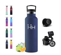 Motswedi Gourde Isotherme 750ml, 1 Bouchon de Rechange, Bouteille Isotherme, Acier Inoxydable, Anti Fuite, Gourde Inox, 24h Froid & 12h Chaud, pour Sport, Gym, Voyage, Randonnée, Bleu Foncé