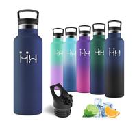 Motswedi Gourde Isotherme 750ml, avec paille, Bouteille Isotherme, 24h Froid & 12h Chaud, Gourde Inox, Thermos, Acier Inoxydable, Bouteille d'eau pour Sport, Gym, Voyage, Bleu foncé