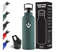 Motswedi Gourde Isotherme Enfant, 500ml Double Isolation, Gourde Paille, Acier Inoxydable 18/8, Thermos Isotherme, Reutilisable, Bouteille d'eau pour Fitness, Randonnée, Camping, Vert Militaire