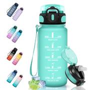 Motswedi Gourde Sport, 0.5L Anti-Fuite, Gourde Paille, Sans BPA, Réutilisable, Facile à Transporter, Bouteille d'eau pour Cyclisme, Fitness, Yoga, Camping, Bleu Vert