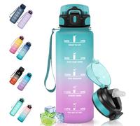 Motswedi Gourde Sport, 1500 ml Anti-Fuite, Sans BPA, Gourde avec Paille, Réutilisable, Facile à Transporter, Bouteille d'eau pour Cyclisme, Fitness, Yoga, Camping, Vert Rose