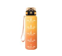 Motswedi Gourde Sport 500ml, Bouteille d'eau, Comprend 6 Pailles et 1 Brosse à épong, Gourde Paille, Anti-Fuite, Motivationnelle Bouteille 0.5l - Jaune tournesol & Orange clair