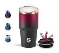 Motswedi Mug Isotherme 600 ML, Réutilisable, Tasse Isotherme pour Café, Acier Inoxydable 304, Emporter, Double Paroi, Étanche Gobelet de Voyage, Anti-fuite - Rouge écarlate & Noir
