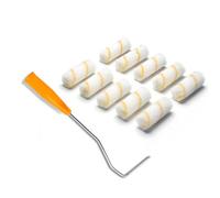 Motswedi Set de Rouleaux de Peinture 10 cm avec Support - 10x Petit Rouleau pour Peinture Murale, Plafond & Portes - Kit de Rouleau à Peinture avec Application Propre et Sans Traces - orange